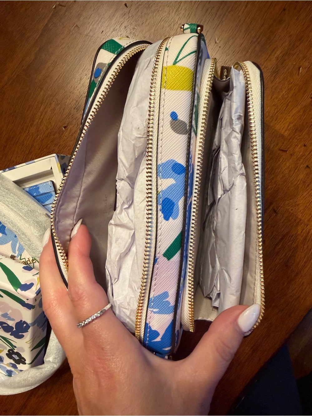 kate spade NEW Pink Canvas Floral Crossbody Bag & Cardholder - Blue Floral $358 - Picture 3 of 14